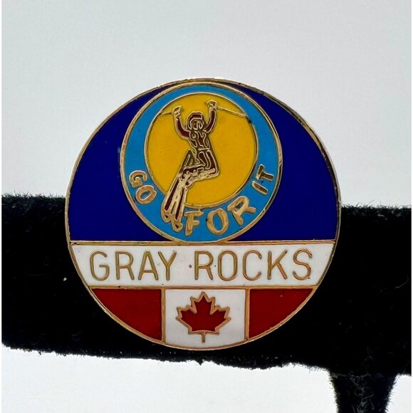 Pair of Gray Rocks Quebec Canada Enamel Lapel Pin Brooch Ski Snow Eagle Skiing - Picture 2 of 5